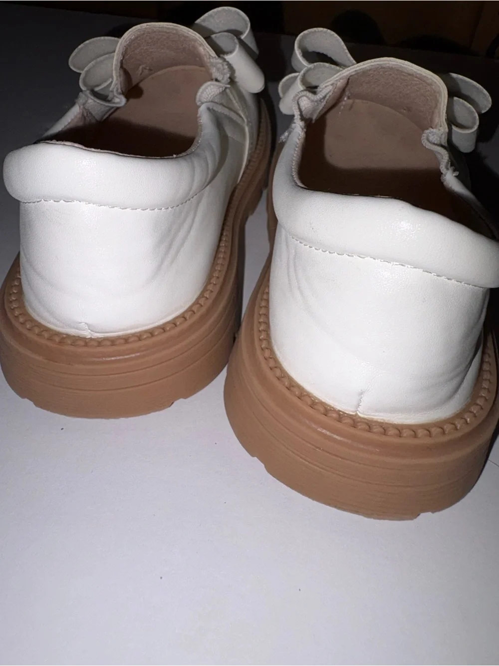 Kids White Bow Slip-On Shoes